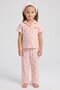 Toddlers Girl 3 Pcs Floral Print Pajama Top And Bottom With Headband Set, Peach