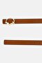 Women Brand Logo Reversible Leather Belt, Brown - 2