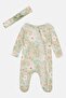 Toddlers Girl 2 Pieces Floral Print Bodysuits And Headband Set, Multicolor - 2