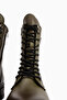 Sanela Genuine Leather Khaki Women's Boots - 6