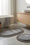 Eclipse Series Plush Textured Jute Framed 2-Piece Oval Floor Mat Set - Non-Slip Base - 2
