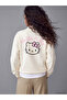 Vizyon New Season Beige Embroidered Oversize Women's Thick Sweatshirt - 4