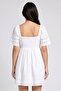 Women Solid Mini Dress, White - 4