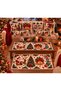 Christmas Themed Home Decoration 8-Piece Velvet Set with Santa Claus - 6 Throw Pillows, 1 Runner, and 1 Non-Slip Mat
