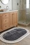 Luna Series Plush Textured Oval Mat 50X80 cm - Non-Slip Washable Bathroom Mat with Jute Edges - 2
