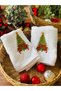 2-Piece White Cotton Embroidered New Year's Hand Towel Set 30*50cm - 3