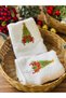 2-Piece White Cotton Embroidered New Year's Hand Towel Set 30*50cm - 2