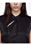 Vizyon New Season Black Satin Blouse with Decorative Buttons and Judge Collar - 3