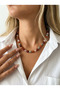 Natural Stone Necklace with Carnelian, Pink Quartz, and Dalmatian Jasper Detail