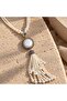 Kly-1068 Long Necklace with Natural Stone and Pearl Tassels |   Eos Collective - 3