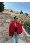 Red Vera Balloon Sleeve Bomber Jacket - 3