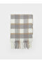 Vizyon New Season Ecru Plaid Patterned Women's Scarf - 2