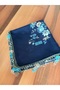 Handcrafted Needle Embroidered Writing. Navy Blue Color, Real Handmade Needle Embroidered Yemeni - 2