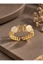 Brass Gold Color Adjustable Zircon Stone White Enamel Combined Ring Model Women's Ring