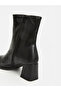 Özmarka New Season Black Leather Look Women's Heeled Boots - 4