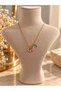Letter g Colored Stone Detailed Necklace – Gold Color Elegant Letter Necklace - 3