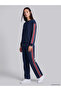Ozmarka New Season Navy Blue Stripe Detailed Soft Touch Women's Sweatpants