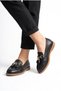 Heter bow buckle genuine leather women's shoes black skin - 6