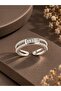 Brass Silver Color Adjustable Row Pearl and Zircon Stone Women's Ring