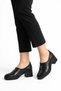 Junas mid-heel, low-profile, genuine leather women's shoes - black leather - 5