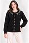 Women's Pearl Detailed 7-Button Crew Neck Feathered Knitwear Jacket - 3