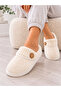 Women's Button Detailed Soft Plush Washable House Slippers High Thick Sole Warm Home Slippers Stc1369 - 2