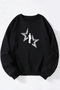 Star Man Front Printed Black Crew Neck Sweatshirt