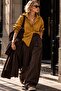 Nomad Striped Hooded Oversize Design Shirt - Mustard Stripe - 4