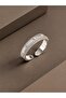Silver Color Stripe Zircon Stone Women's Ring