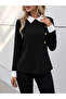Women's Long Sleeve Collared Buttoned Imported Crepe Blouse