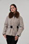 Women's coat removable fur belted women's coat