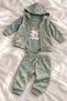 Baby Girl 3-Piece Set Rabbit Printed T-Shirt Pants Hooded Vest 3 6 9 12 Months