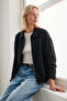 Women's polo collar classic jacket - black