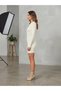 Women's Crew Neck Braided Mini Knitwear Dress - 2