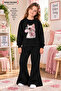 Winter, Spring, and Autumn Girls' Black Spanish Flared Bottoms and Black Sweat Top