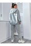 Happiness Tracksuit Set Sweatshirt Jogger - Gray Printed Oversize Hoodie - 2