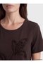 Two Mt Shop Quality Lcw Grace Brown Combed Cotton Embroidered Standard & Regular Short Sleeve Women's T-Shirt - 3