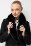 Coat with Fur Collar and Flap Pocket, Black - 3