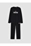Black Regular Fit Beşiktaş Printed Men's Pajama Set - 5