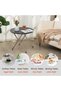 طاولة دائرية قابلة للطي صغيرة الحجم ومحمولة ومتينة وسهلة التنظيف مع إطار حديدي لتناول الطعام والمساح - 6