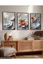 Textured Appearance White Orange Flower 3 Piece Wooden Framed Painting Act