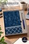 2-Piece Boxed Patterned Leather Blue Notebook and Metal Roller Pen Set – Gift Boxed Notebook and Pen Set, Corporate Printed Notebook and Roller Pen