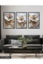 White Flower with Gold Leaves 3 Piece Wooden Framed Painting Act - 4