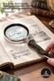 4 Pieces Magnifying Glass – Brass Body, Horn Handle Handheld Magnifier 100 cm Length, Reading Magnifier