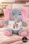 2 Plush Elephants – Bride and Groom with T-Shirts Printed, Gift for Lovers, High Quality Plush Material, Gray Pink Tone, Plush Elephant Stuffed Toy