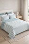Mavlira Blue Striped Patterned Quilted Bedspread Double Size - 3