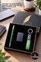 4-Piece Lighter and Green Pen Keychain Set – Matte Black Lighter, Green Leather Keychain, Metal Roller Pen, Gift Boxed, Promotional Gift