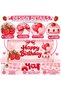 Strawberry Themed Birthday Vinyl Banner 140X100 cm Happy Birthday Birthday Banner Party Ornament Backdrop Decoration Happy Birthday |   Children's Party Decoration Birthday Party Set Ornament - 5