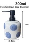 Stone Textured Porcelain Liquid Soap Dispenser Blue Spotted 300ml - 2