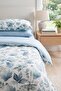 Mavlira Green Leaf Patterned Cotton Duvet Cover Set Double - 6